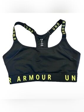 Under Armour Crossback Army Green Sports Bra S Neon Yellow Padded Gym Running